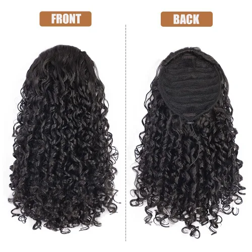 Miniatura 5 de AISI BEAUTY Extensión de cola de caballo rizada con cordón para mujeres negras, cola de caballo sintética rizada con cordón con 2 clips en colas