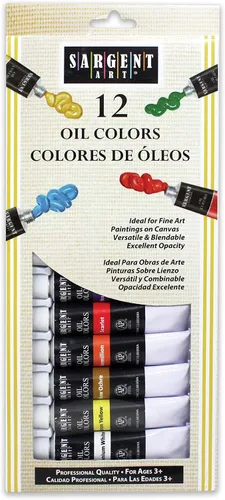 Sargent Art 23-0601 Tube Oil Colors - Juego de pintura de primera calidad, 0.40 onzas líquidas (paquete de 1), 12 unidades