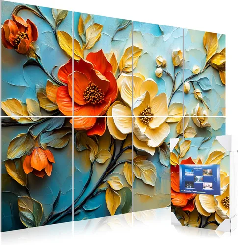 Miniatura 19 de Mollywell Paneles acústicos artísticos de 48 x 32 x 0.4 pulgadas, paraguas, gato y mar, absorción de sonido, decoración de pared autoadhesiva a Robin