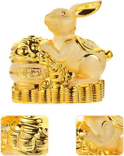 Miniatura 9 de Estatua de conejo de cerámica Feng Shui Estatua de conejo para riqueza 2023 Año Nuevo chino Zodiaco Recuerdo Animales Banco Moneda Conejito Caja