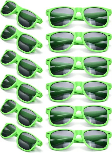 SUNOVELTIES Paquete de 12 lentes de sol de colores neón clásicos retro para fiestas, unisex para adultos