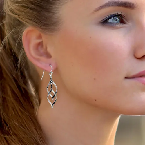 Miniatura 2 de Charmsy - Aretes colgantes de plata de ley 925 con doble torsión infinita para mujer Lazos lineales de marquesa clásica gota de infinito