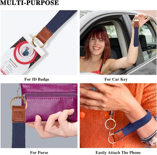 Miniatura 6 de Fishent Llavero elástico, bonito llavero de pulsera, cordón de muñeca tejido mejorado para llaves, llaveros para mujeres y hombres, llaves