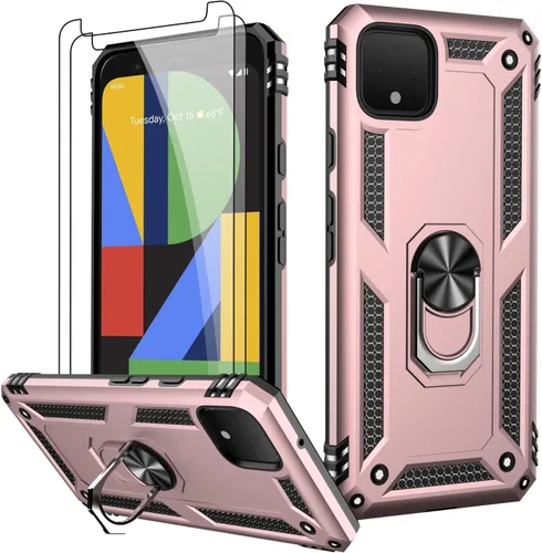 Miniatura 43 de LUMARKE Funda para Google Pixel 5 con protector de pantalla, pasa 16 pies, probada en caídas, grado militar, con soporte de anillo magnético, Rojo