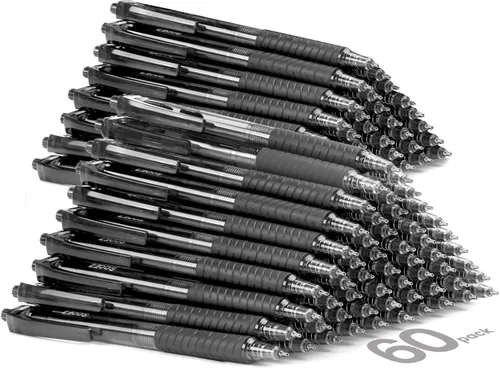Miniatura 13 de Sooez Paquete de 12 bolígrafos a granel, bolígrafos de escritura suave con agarre suave, bolígrafo de tinta negra retráctil, bolígrafos de punta