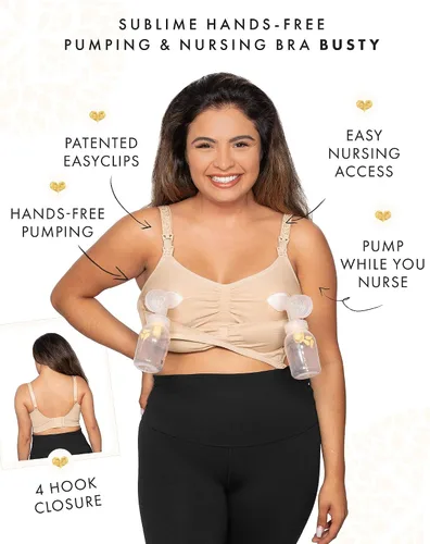 Miniatura 3 de Kindred Bravely Paquete de 2 brasieres de bombeo manos libres (beige y rosa, talla S-Busty)