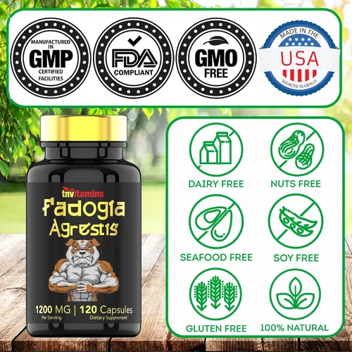 Miniatura 5 de Fadogia Agrestis: 1200 mg - 120 cápsulas Suplemento de extracto de Fadogia Agrestis ultra potente para hombres Energía, potencia, fuerza