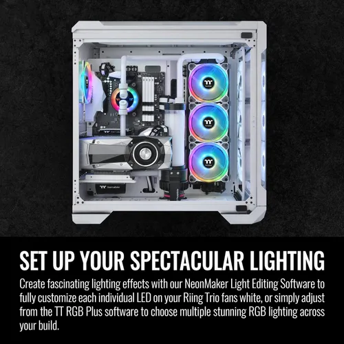 Miniatura 5 de Thermaltake Riing Trio 12 RGB White TT Premium Edition - Paquete de 3, 4.732 pulgadas, 3 anillos LED independientes de 16.8 millones