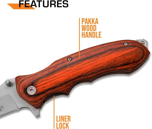 Miniatura 5 de Elk Ridge - Cuchillo plegable asistido por resorte al aire libre - Cerrado de 4.5 pulgadas, hoja de acero inoxidable con acabado satinado de 3.5