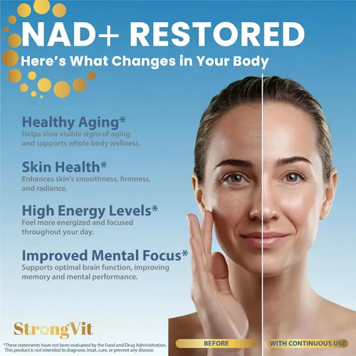 Miniatura 4 de StrongVit Suplemento NAD con Resveratrol y Urolithin-A, Complejo Anti-Edad para Mujeres y Hombres. NAD Liposomal Plus, 1000mg de Potenciador NAD+