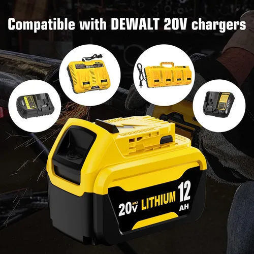 Miniatura 5 de 2Packs 12000mAh High Capacity DCB206 Replacement for Dewalt 20v Max Battery 12.0 Ah Lithium Compatible with Dewalt 20v Battery Compatible with 20v