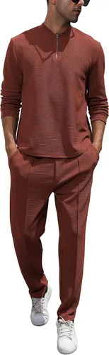Miniatura 38 de FZNHQL Conjunto deportivo de moda para hombre, 2 piezas, casual, atlético, para correr, manga corta/larga, conjunto para hombre