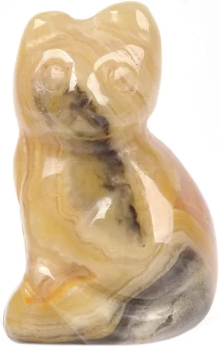 Miniatura 11 de Justinstones Escultura de gato tallada de cristal de cuarzo, estatua de gato de animal gatito de 1.181 in, mini figura de gato sentado de cristal