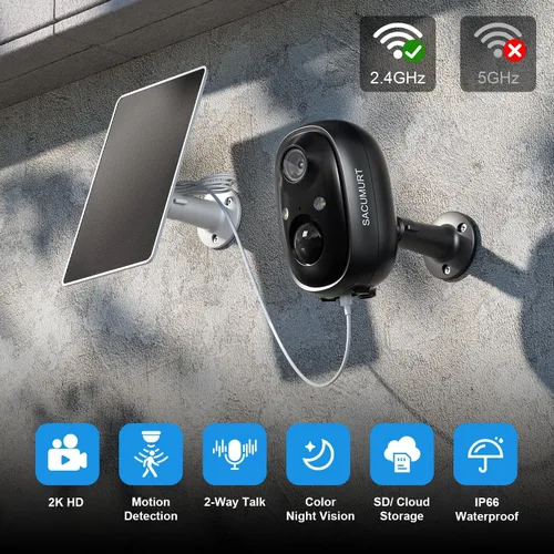 Miniatura 2 de Cámaras de seguridad inalámbricas para exteriores, almacenamiento en la nube gratuito, cámara WiFi de 2.4 GHz inalámbrica para exteriores, cámaras