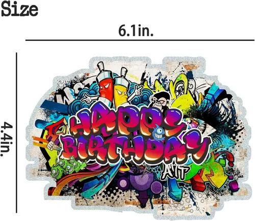 Miniatura 2 de Graffiti - Decoración para tartas de los años 80 y 90, decoración de fiesta de cumpleaños retro urbana y retro de los 80 y 90, suministros de fiesta