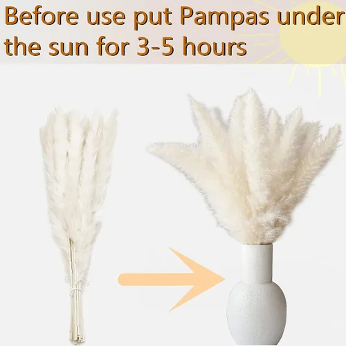 Miniatura 3 de Bannifll 125 PCS Ramo de Hierba de Pampa Seca, Decoración de Mesa Boho, Flores Secas Cola de Conejo, Pampas Marrones, Hierba de Pampa Blanca