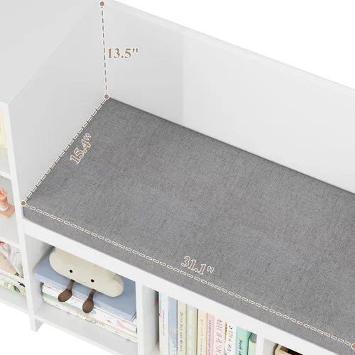 Miniatura 7 de HOSTACK Rincón de lectura para niños de 67 pulgadas de ancho con organizador de almacenamiento de juguetes, estantería grande para niños con caja