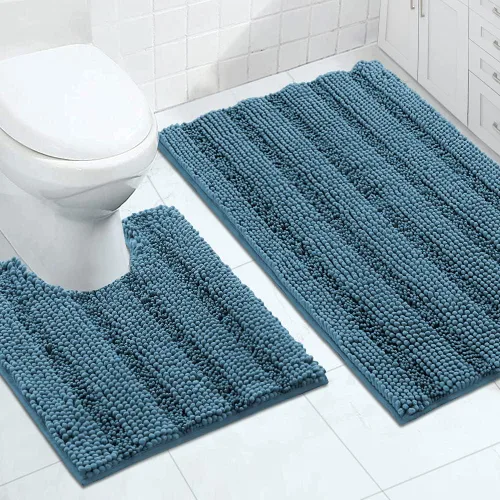 Miniatura 23 de Turquoize Alfombras de Baño de Chenilla Peludas Alfombra de Baño Antideslizante Gruesas Alfombras Peludas para Baño Chenilla Juego de Alfombra