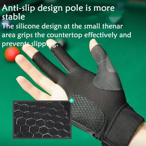 Miniatura 4 de Guantes de billar para mano derecha, guantes de billar de 3 dedos, guantes de billar para taco de piscina, guantes de billar transpirables de secado