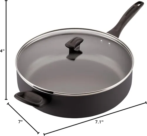 Miniatura 9 de Farberware Sartén Jumbo/Para Saltear Antiadherente Apta para Lavavajillas con Mango Auxiliar - 6 Cuartos, Negro