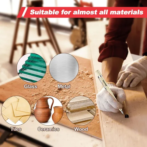 Miniatura 4 de Enhon Paquete de 6 lápices de carpintero con sacapuntas, lápices mecánicos de carpintero con 36 repuestos, lápiz de construcción resistente