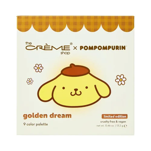 The Crème Shop x Sanrio Pompompurin Golden Dream Paleta de sombras de ojos: 9 tonos mate brillante metálico de uso extendido espejo pigmentado