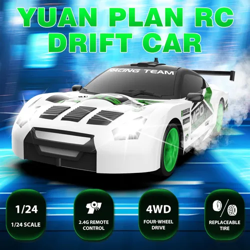 Miniatura 2 de Coche a Control Remoto 2.4GHz 1:24 Escala 4WD Coche RC de Derrape 15KM/H Coches RC de Derrape de Alta Velocidad con Luces Geniales, Dos