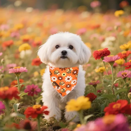 Miniatura 4 de Unique Style Paws Bandanas para perros, 1 unidad, lavables, de algodón, triangular, para otoño, con margaritas de abeja, para perros y gatos