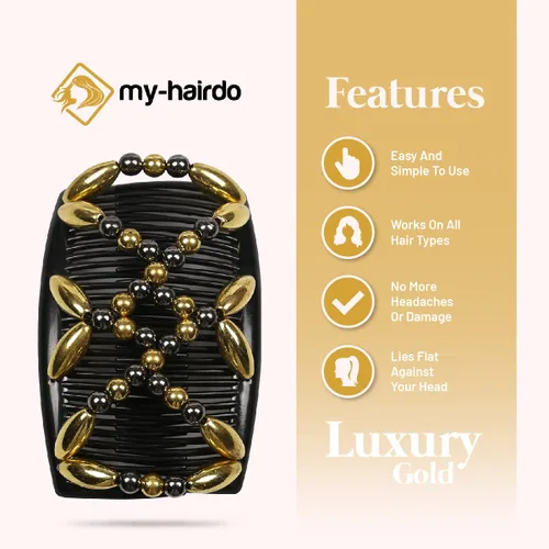 Miniatura 4 de Peines laterales mágicos para mujer, elegantes cuentas, elásticos con clips dobles, accesorios perfectos para hacer, cola de caballo, media arriba