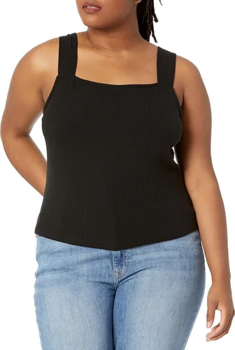 Miniatura 5 de The Drop Jody - Camiseta sin mangas de punto acanalado recortada con cuello cuadrado para mujer