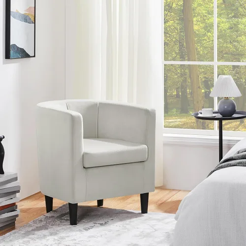 Miniatura 2 de Yaheetech - Silla de terciopelo decorativa, sillones modernos y cómodos, silla de sofá de barril tapizada para sala de estar, dormitorio, sala