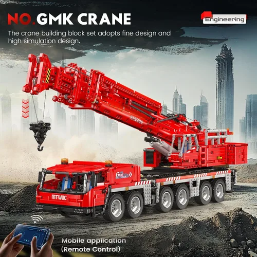 Miniatura 2 de Mould King 17065 GMK Kit de construcción de grúa móvil, más de 4566 piezas, modelo de camión de ingeniería de control remoto con motores, juguete