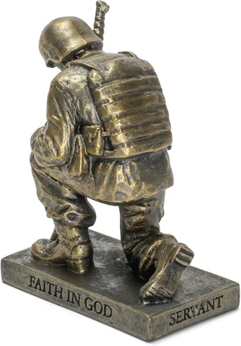 Miniatura 4 de Figura de mesa de 5 pulgadas de resina dorada de soldado orando de Dicksons Duty Faith God