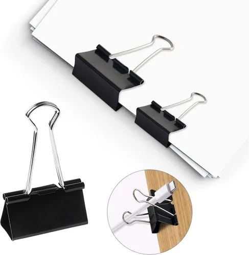Miniatura 5 de SANNIX 36 PIEZAS Clips de Carpeta Medianos, Clips de Carpeta de 1-1/4 Pulgadas 32mm Clips de Papel Negro Tamaño Mediano para Oficina Hogar Escuela