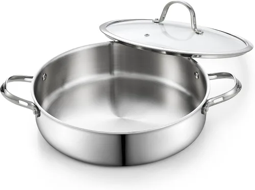Miniatura 10 de Cooks Standard Sartén profunda, cubierta, de acero inoxidable revestido en múltiples capas, 5 cuartos de galón, 11 pulgadas., Acero inoxidable