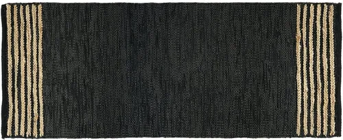 Miniatura 8 de GRUHUM Alfombra de pasillo de yute 2'6" x 8' pies, fibra natural, negra, rectangular, de yute, cuero, tejida a mano, estilo bohemio, para casa