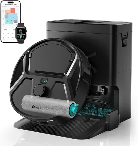Lefant Robot aspiradora y trapeador, succión fuerte de 18000 Pa, trapeador con rodillo autolimpiante con secado automático, navegación LiDAR y Negro
