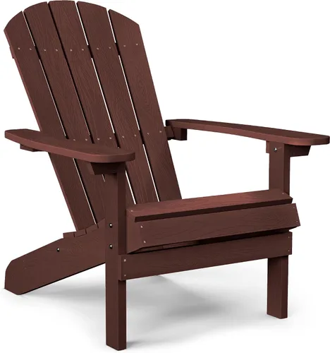 Miniatura 61 de YEFU Silla Adirondack de plástico resistente a la intemperie, sillas de patio con instalación fácil en 5 pasos, se ve exactamente como madera real