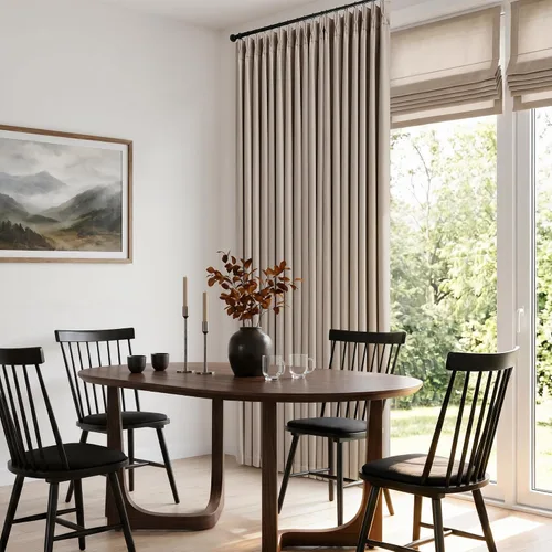 Miniatura 45 de Juego de 2 paneles de cortinas plisadas negras de 80 pulgadas para sala de estar, cortinas plisadas de lino con forro de 80 pulgadas de largo, 100%