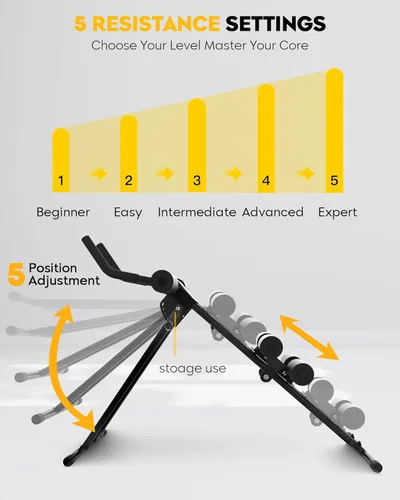 Miniatura 3 de Ab Machine Abdominal Entrenamiento de estómago: Máquina de entrenamiento de abdominales ajustable Ab Cruncher Equipo de entrenamiento de fuerza