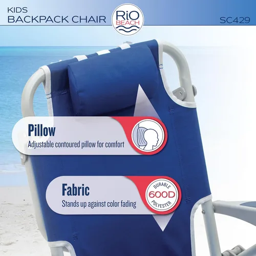 Miniatura 6 de Rio Beach - Silla de playa plegable con mochila plana de 5 posiciones para niños, surfista de surf Multi