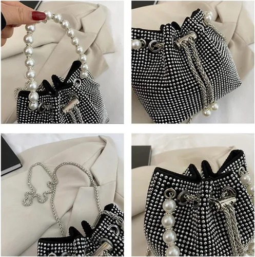 Miniatura 2 de Bolso de mano de noche con cristales para mujeres y niñas, bolso cruzado brillante para boda, graduación, fiesta, club, bolsos de mano