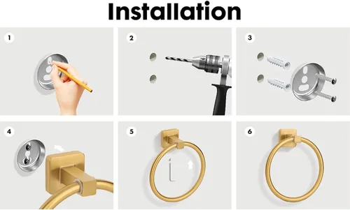 Miniatura 7 de Juego de 5 piezas de accesorios de baño de oro cepillado, juego de barra de toalla de mano de acero inoxidable de 60 cm dorado, soporte de papel