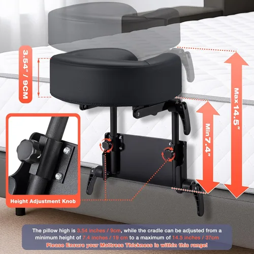 Miniatura 3 de Kit de masaje para la parte superior del colchón para el hogar, reposacabezas de masaje universal para cama, altura ajustable de hasta 14.5