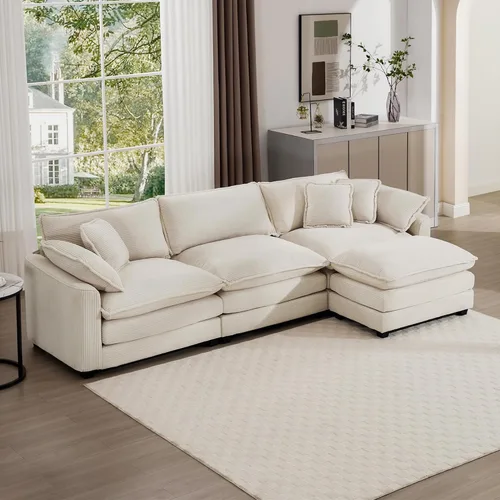Miniatura 11 de Aoowow Sofá de dos plazas de pana, modernos sofás de nube de 2 plazas para sala de estar, sofás modulares de nube seccionales con asiento profundo