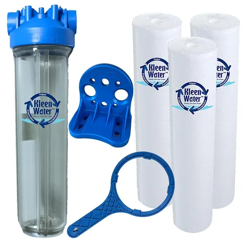 KleenWater Sistema de filtro de agua Premier - Carcasa transparente (transparente) (fabricado en Estados Unidos) - Entrada/salida de 1.5 pulgadas -