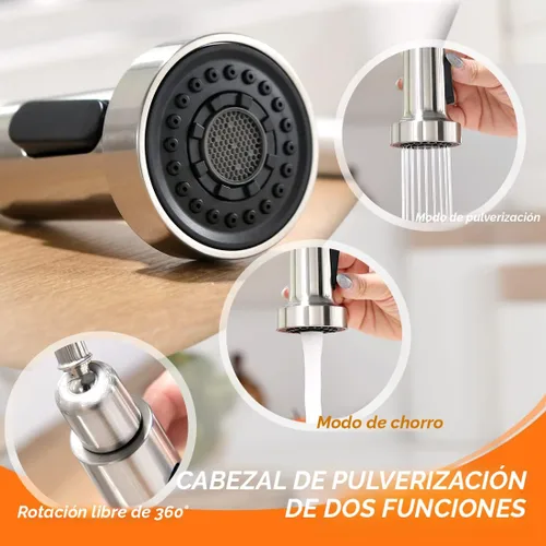 Miniatura 6 de Grifo de cocina sin contacto con rociador extraíble, luz LED, grifo de fregadero de cocina de una sola manija, sensor de movimiento, manos libres, A