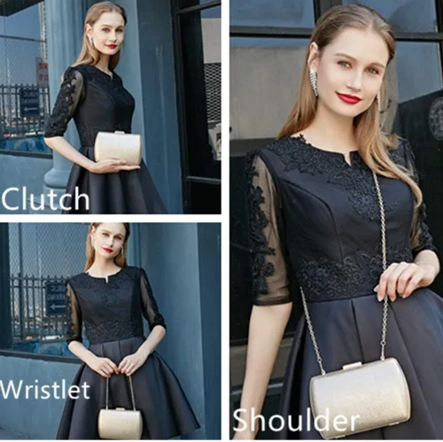 Miniatura 3 de BENCOMOM Bolso de mano dorado para mujer, bolso de mano dorado para mujer, bolso de mano de noche, boda, fiesta, novia, baile de graduación, bolso