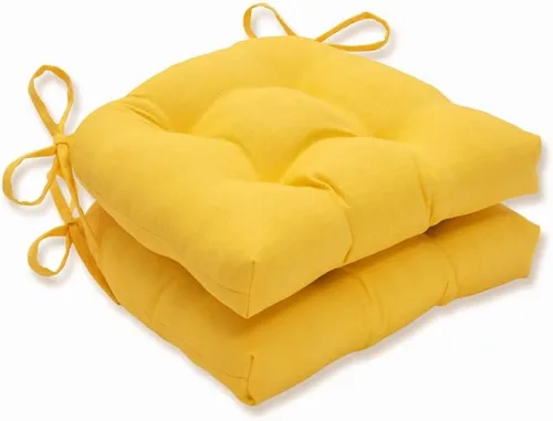 Pillow Perfect Cojín reversible sólido para patio al aire libre con lazos, resistente a la intemperie y a la decoloración, grande, 17 x 1.5