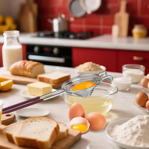 Miniatura 7 de Separador de huevos de acero inoxidable,Herramienta separadora de yema de huevo y blanco con mango largo,Separador de huevos con filtro